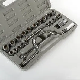 1/2" Drive SAE and Metric Sized Socket Wrench Tool Set Kit