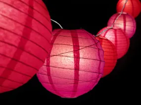 12" Valentine's Day Red and Pink Mix Paper Lantern LED String Light COMBO Kit (21 FT, EXPANDABLE, White)