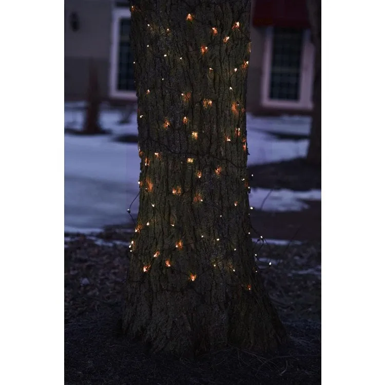 2' x 8' Orange LED Net-Style Tree Trunk-Wrap Christmas Lights with Brown Wire