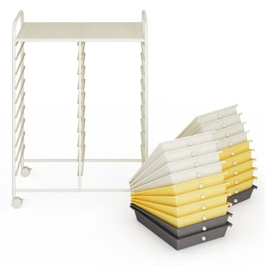 20 Drawers Storage Rolling Cart Studio Organizer-Yellow