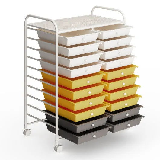 20 Drawers Storage Rolling Cart Studio Organizer-Yellow