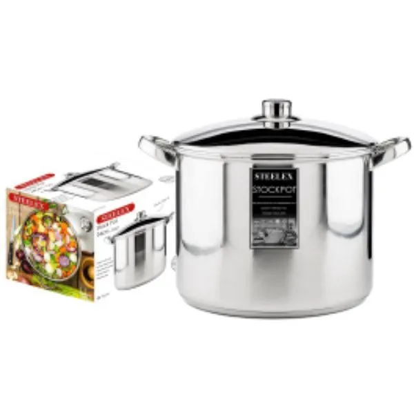 28Cm Steelex Stockpot With Steel Lid