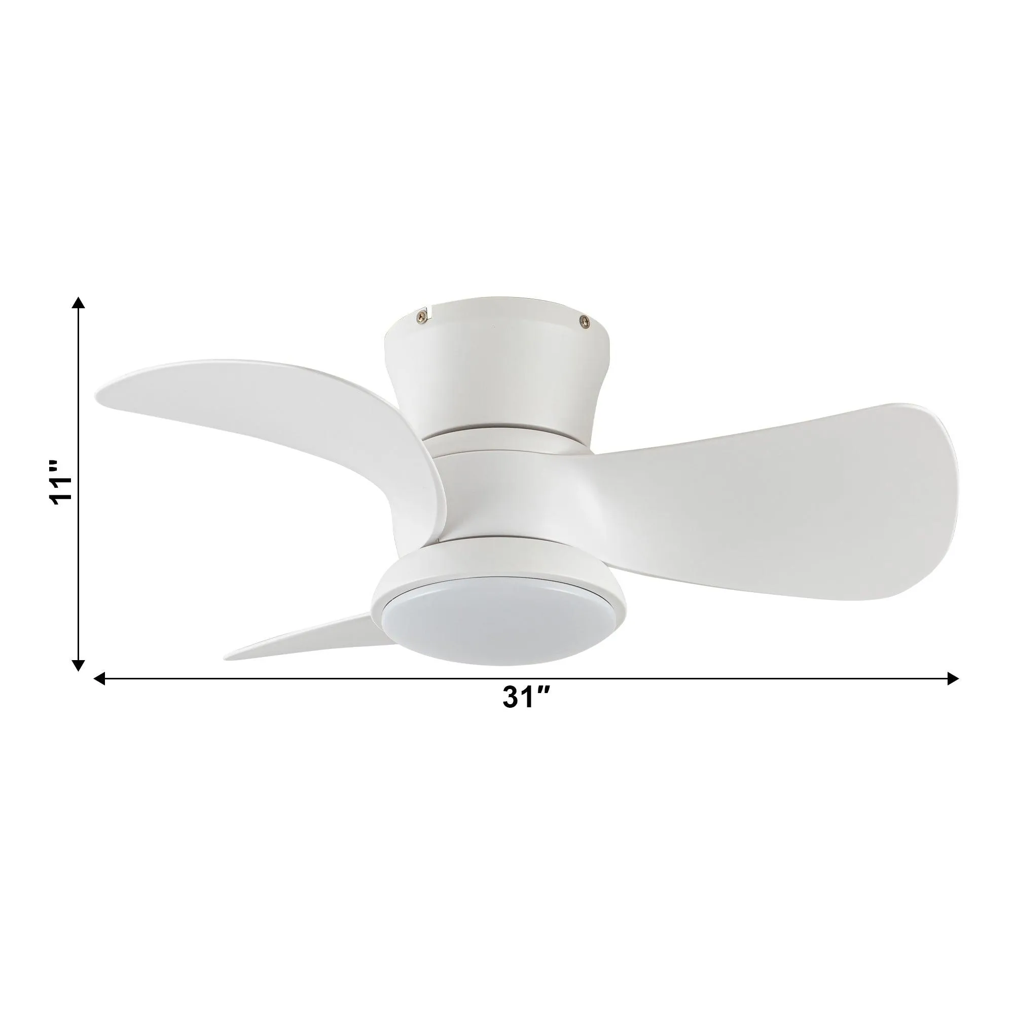 31" Mazon Modern DC Motor Flush Mount Reversible Ceiling Fan with LED Lighting and Remote Control