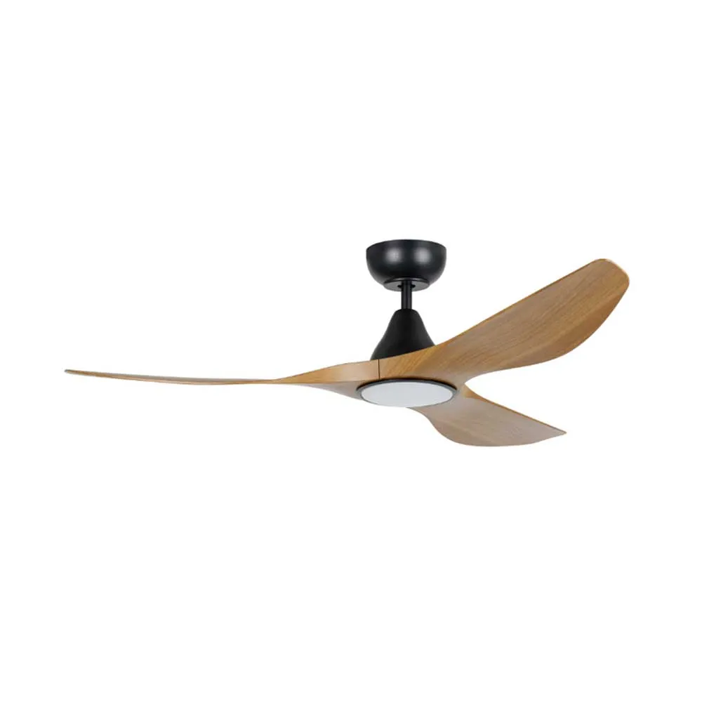 48" Surf DC Ceiling Fan and CCT Light 20w in White, Black, Oak/White or Teak/Black