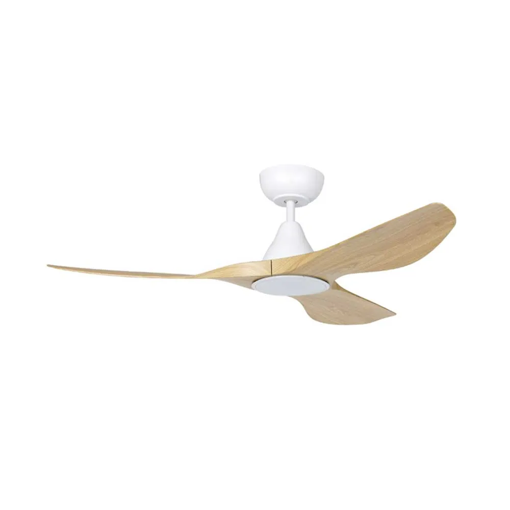 48" Surf DC Ceiling Fan and CCT Light 20w in White, Black, Oak/White or Teak/Black