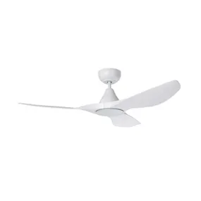 48" Surf DC Ceiling Fan and CCT Light 20w in White, Black, Oak/White or Teak/Black