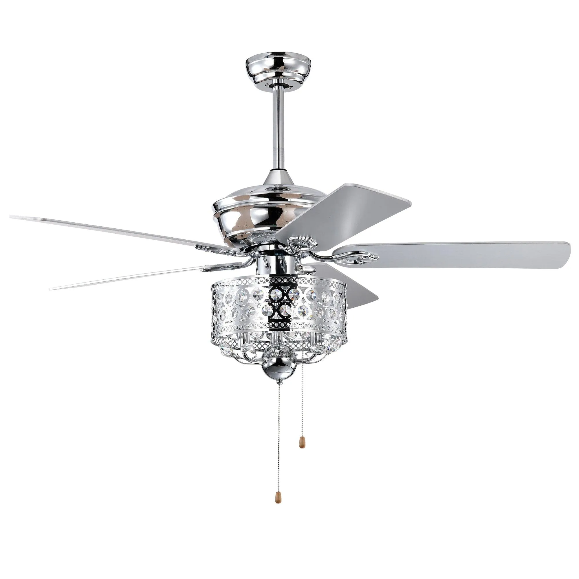 52-inch Indoor Ceiling Fan with Pull Chain,Reversible AC motors , Pull Chain--Chrome (No Include Bulb)