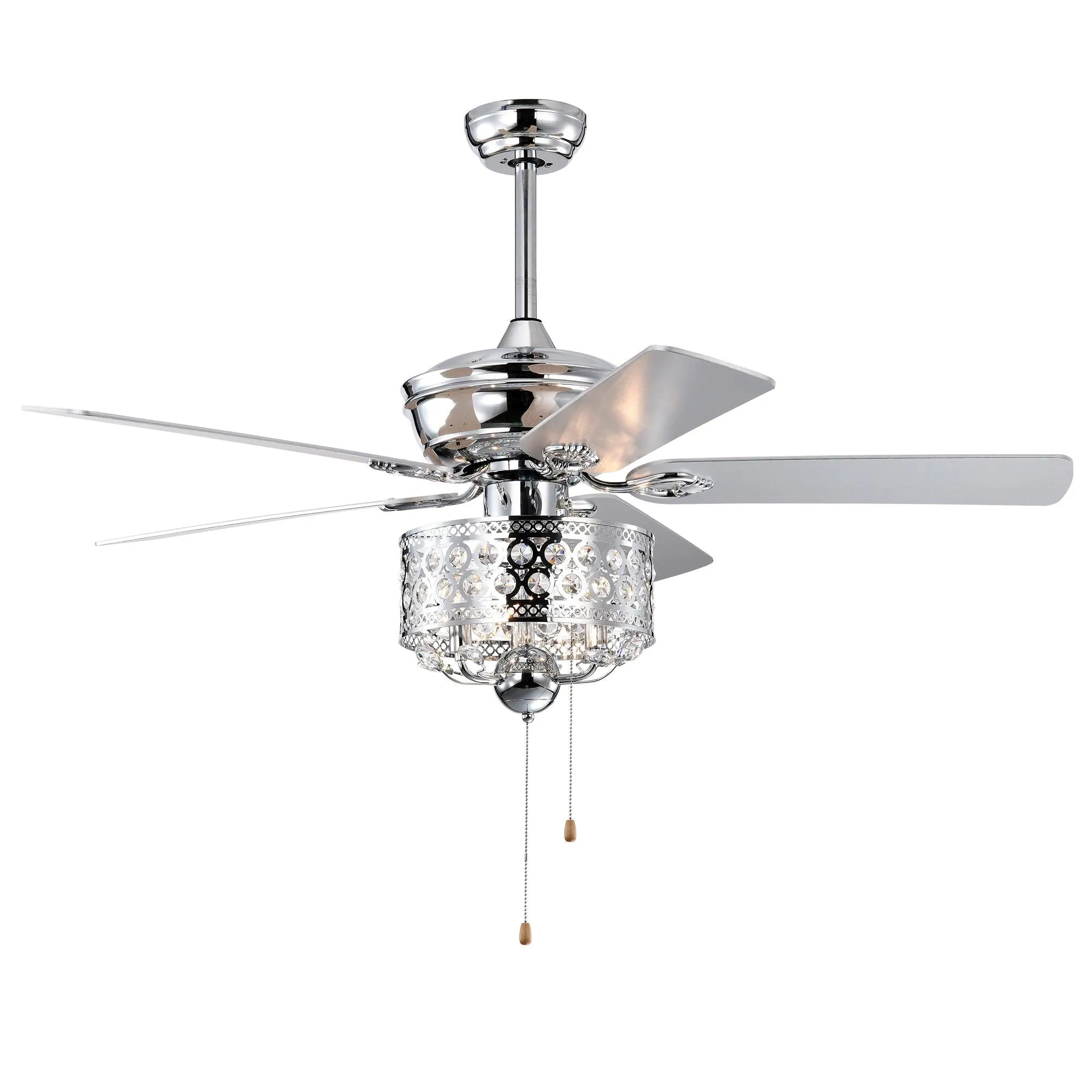 52-inch Indoor Ceiling Fan with Pull Chain,Reversible AC motors , Pull Chain--Chrome (No Include Bulb)