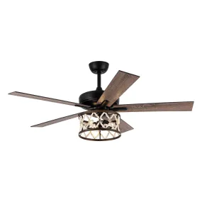 52" New Delhi Industrial Downrod Mount Reversible Ceiling Fan with Lighting and Remote Control