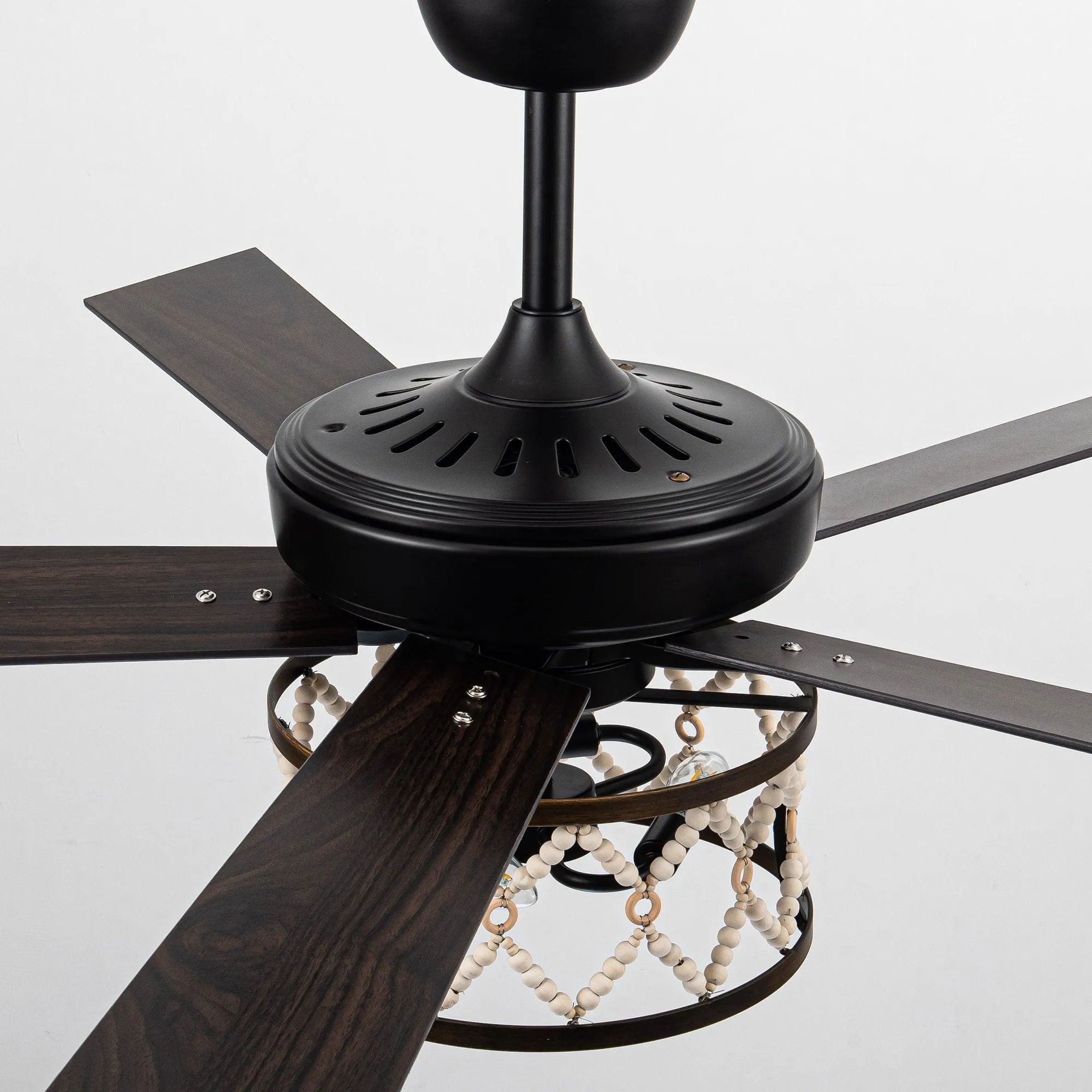 52" New Delhi Industrial Downrod Mount Reversible Ceiling Fan with Lighting and Remote Control