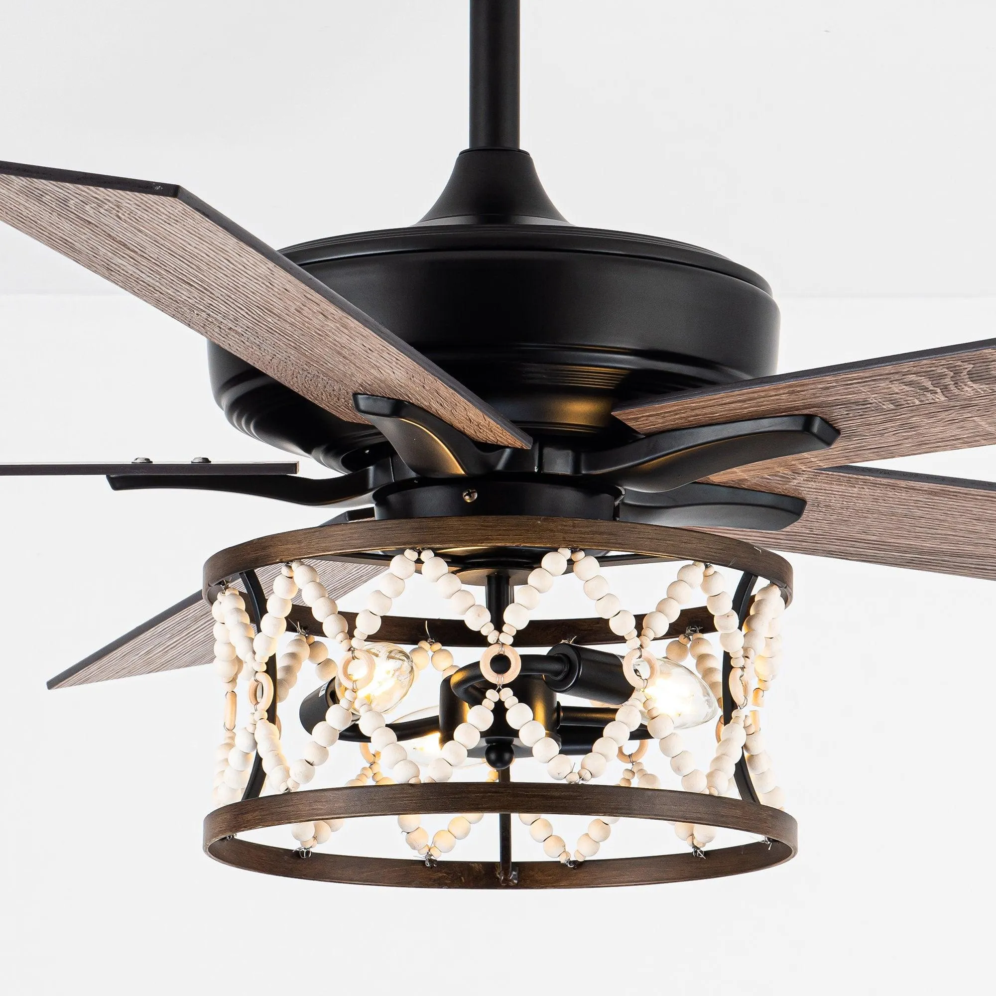 52" New Delhi Industrial Downrod Mount Reversible Ceiling Fan with Lighting and Remote Control