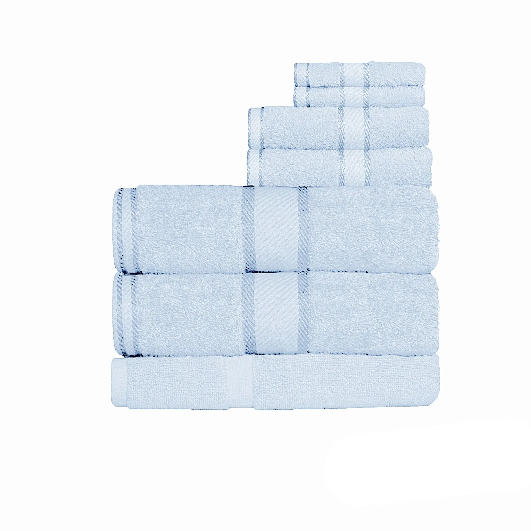 550gsm Cotton 7 Pce Bath Sheet Set Baby Blue