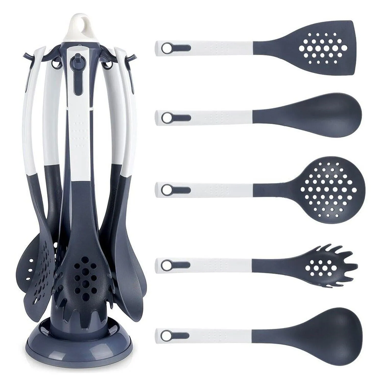 6 Pcs Cooking Utensils Set With Rotating Stand