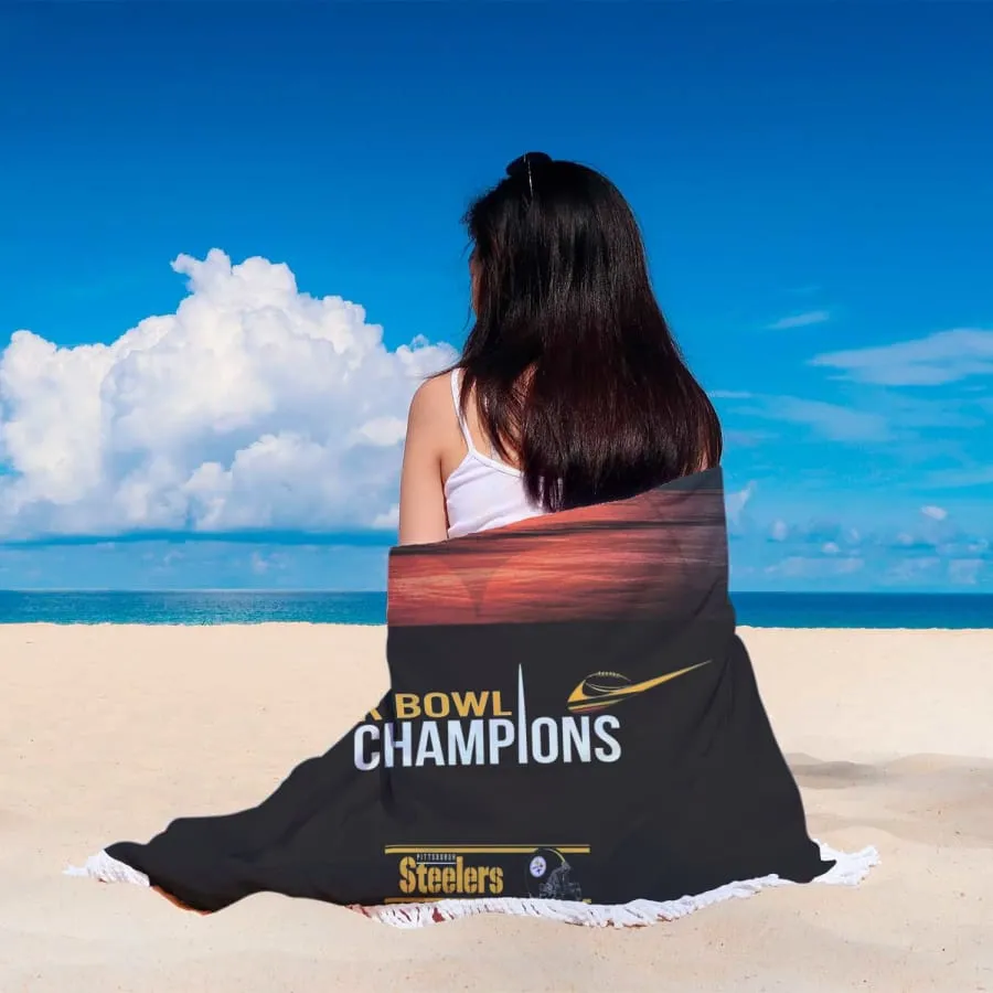 61"x 61" Pittsburgh Steelers Round Beach Blanket|NFL Steelers Super Bowl Champs Picnic Towel