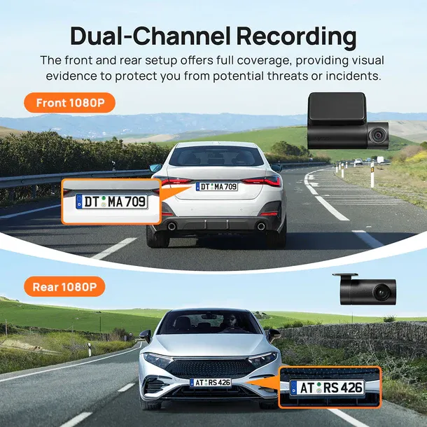 70mai A200 Dash Cam Dual Channel (Front   Rear) 1080p Full HD  HDR Support 24Hours Parking Surveillance & Apps Control