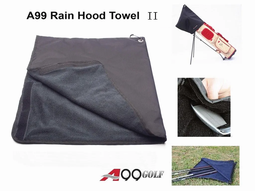 A99 Golf Rain Hood Towel Waterproof Golf Bag Cover with Free Carabiner Clip w/Microfiber Towel 17 3/4" x 19 1/4"