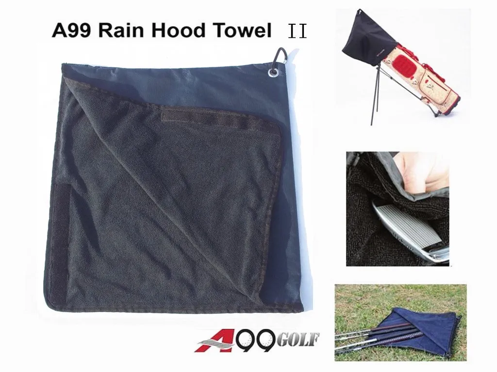 A99 Golf Rain Hood Towel Waterproof Golf Bag Cover with Free Carabiner Clip w/Microfiber Towel 17 3/4" x 19 1/4"