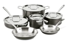 All-Clad LTD30010R Tr-ply Stainless Steel Hard Anodized Exterior Cookware Set, 10-Piece, Black