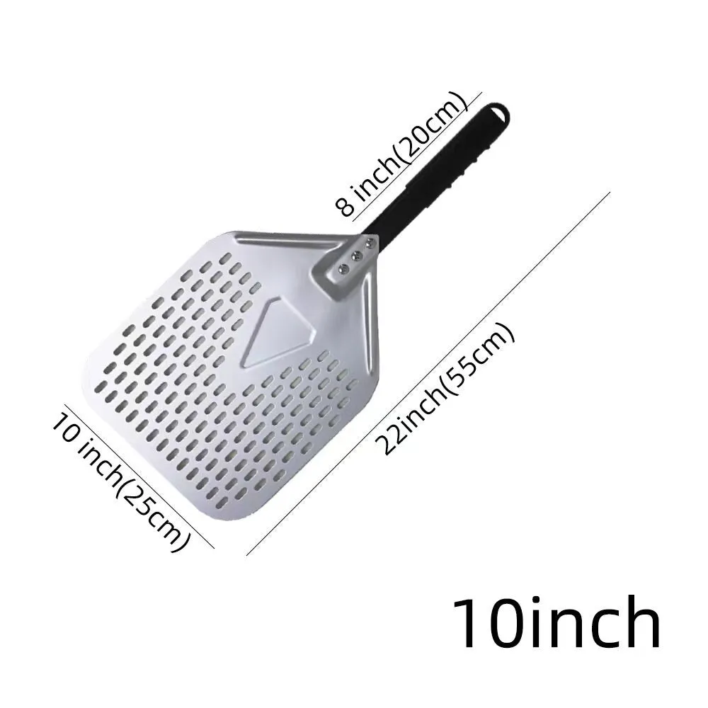 Anygleam Pizza Shovel 25cm X 55cm Silver for Perforated Peel with Metal Handle Oven Turning Baking Accessory