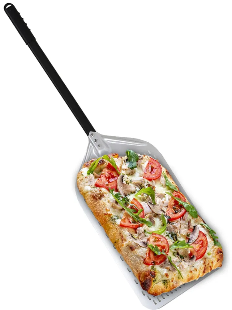 Anygleam Pizza Shovel 28cm X 58cm Silver for Perforated Peel with Metal Handle Oven Turning Baking Accessory