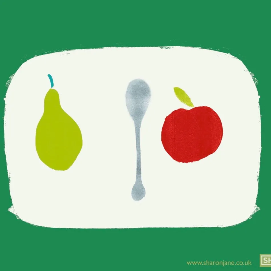 Apple   Pear Tea Towel - Kelly Green