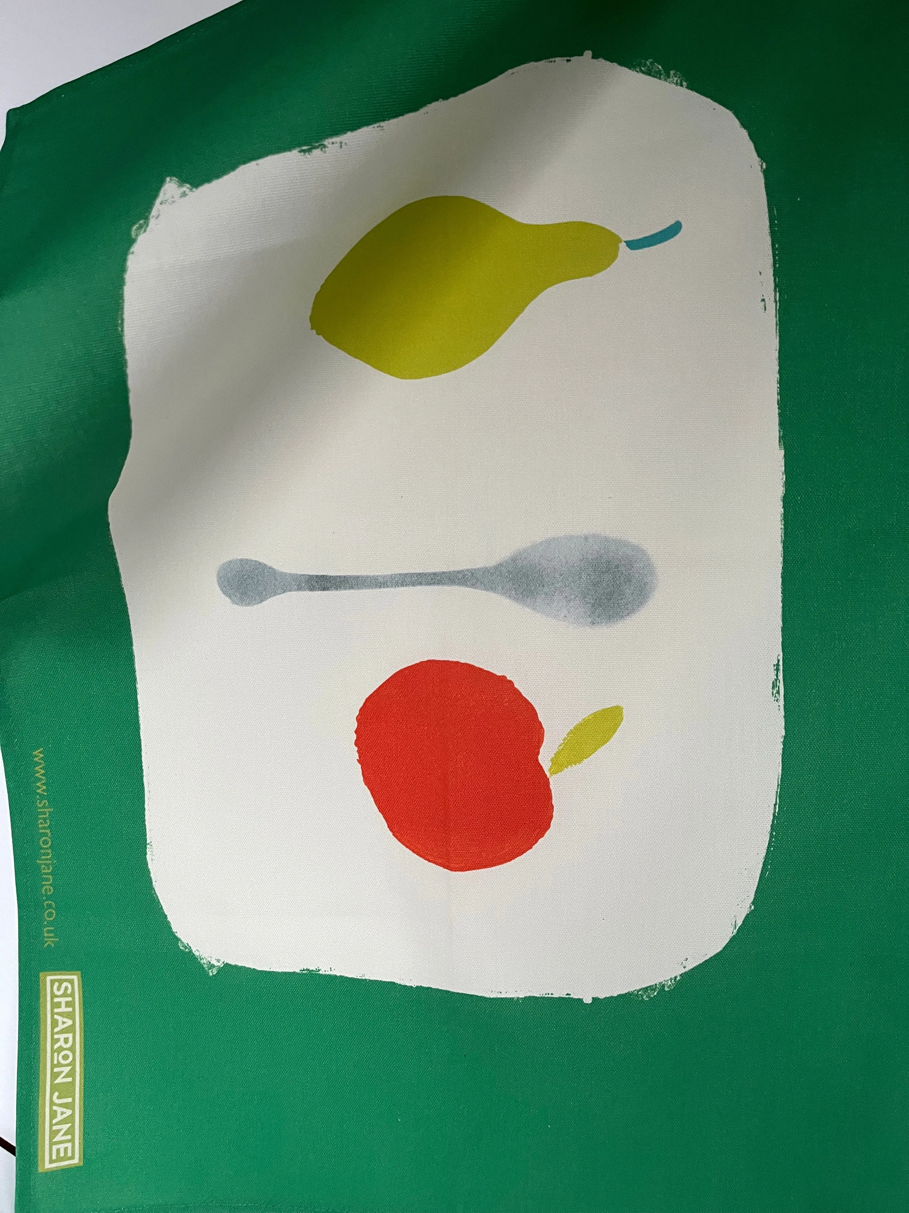 Apple   Pear Tea Towel - Kelly Green