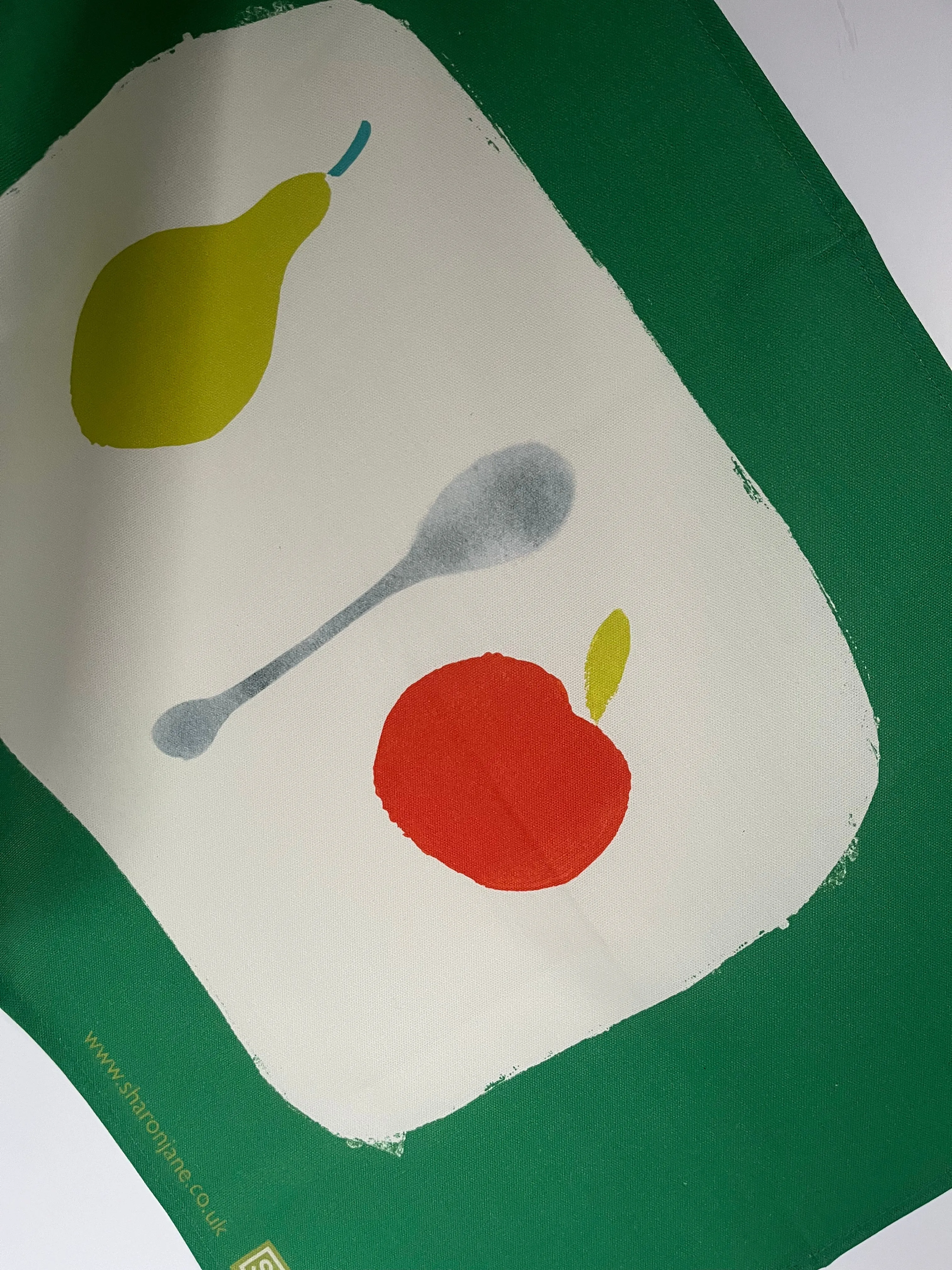 Apple   Pear Tea Towel - Kelly Green