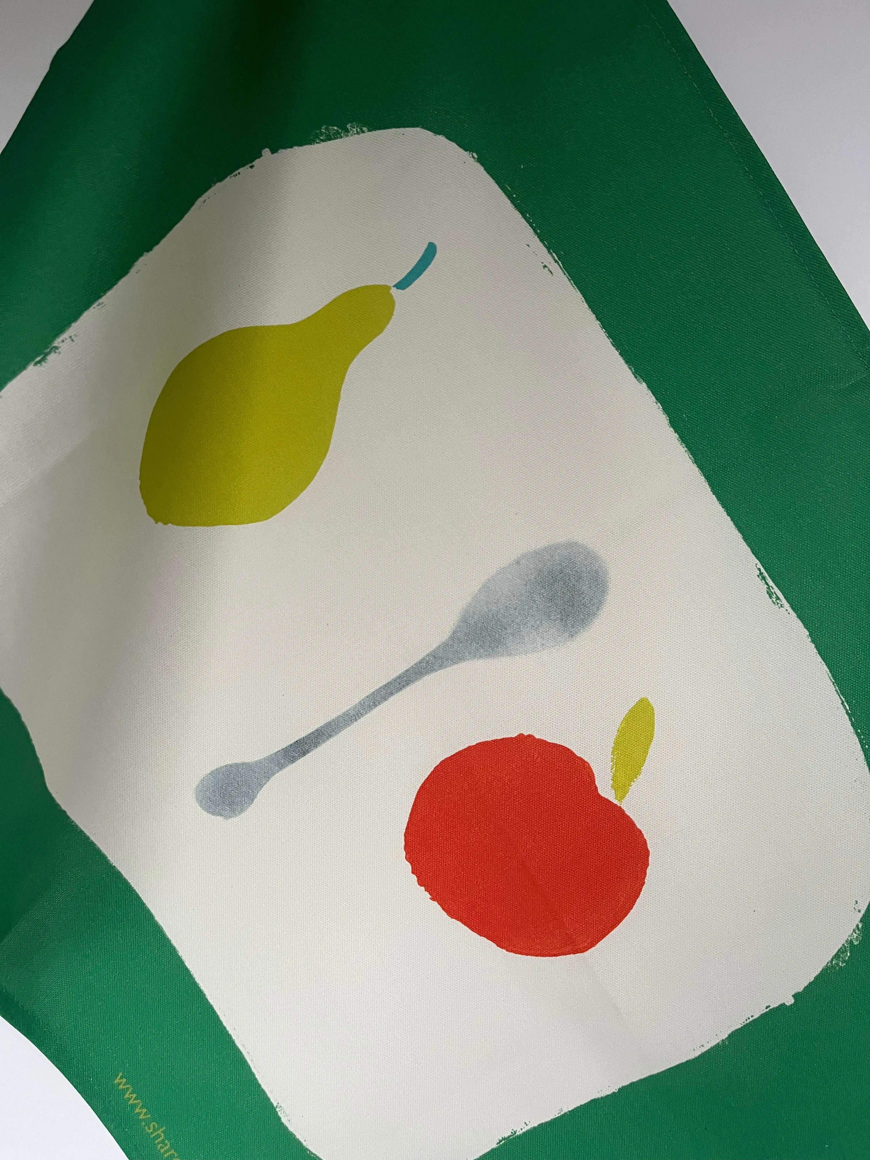 Apple   Pear Tea Towel - Kelly Green