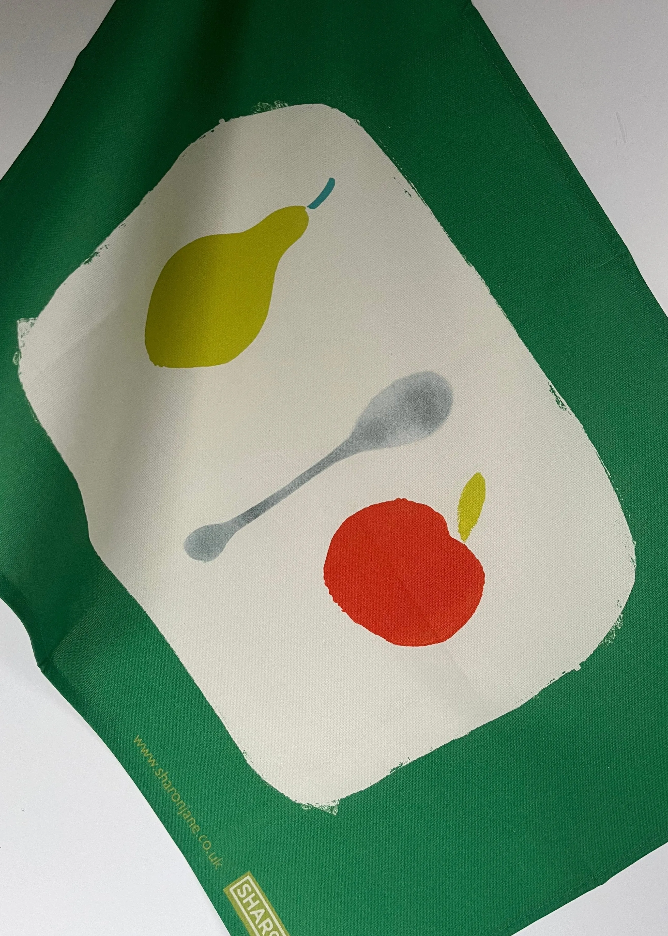 Apple   Pear Tea Towel - Kelly Green