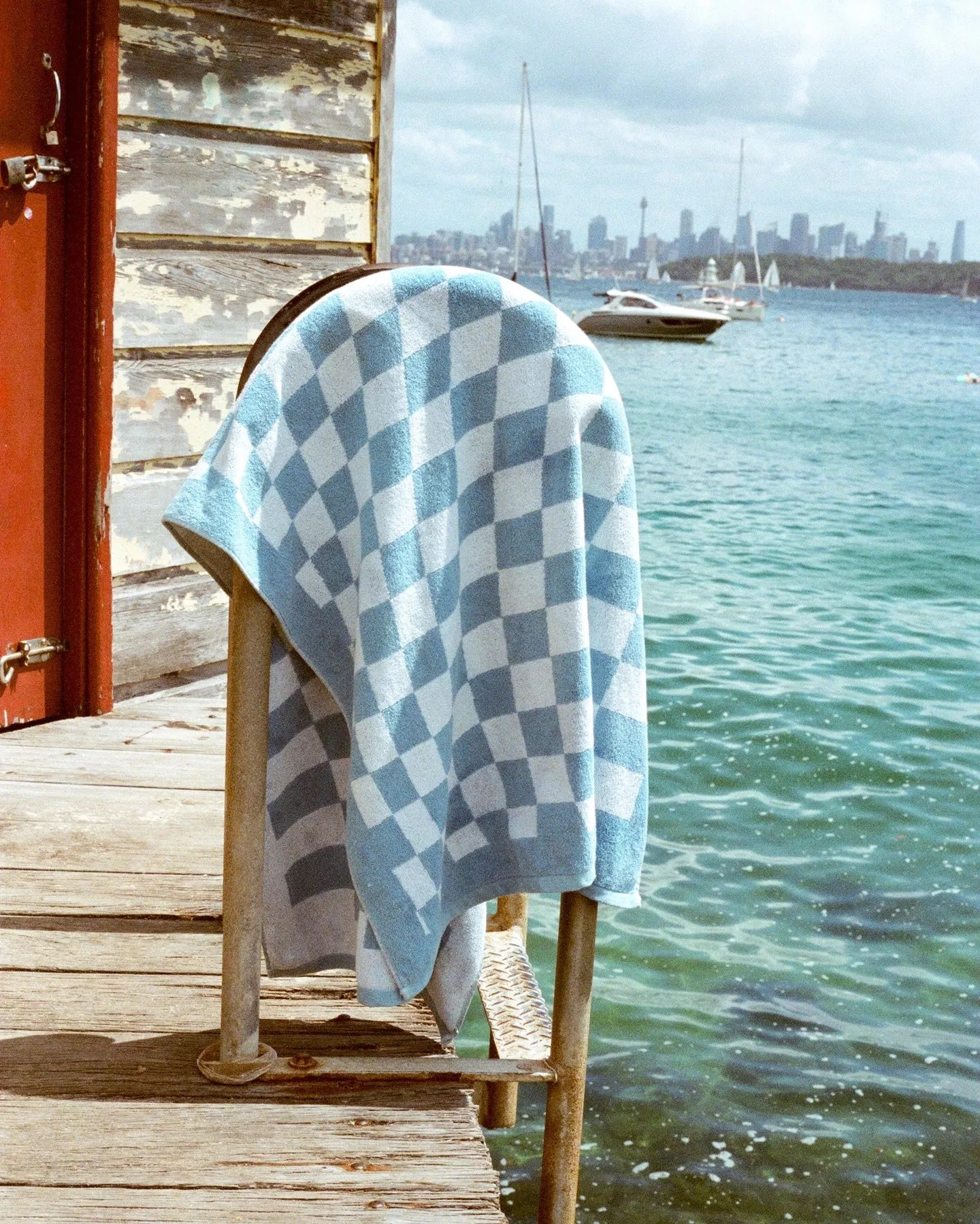 Aquatic Blue Checker Towel