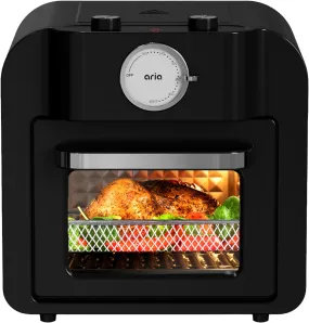 Aria Retro 17Qt Air Fryer Oven: 4-in-1 Functionality, Bake, Fry, Roast & Grill Complete with Air Fryer Basket & Mesh Trays, Compact