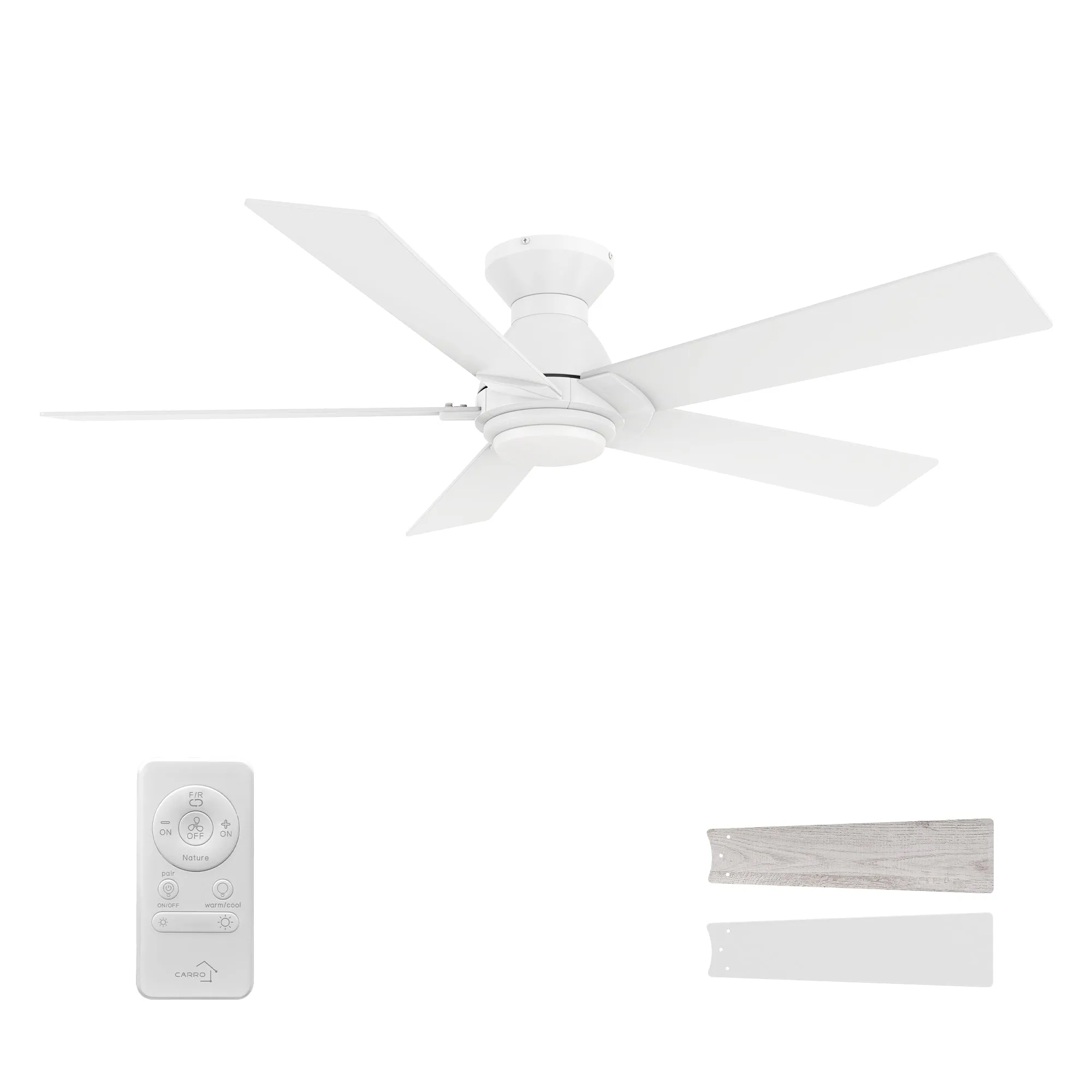 Armoy Low Profile Ceiling Fan with LED Light and Remote 52 inch