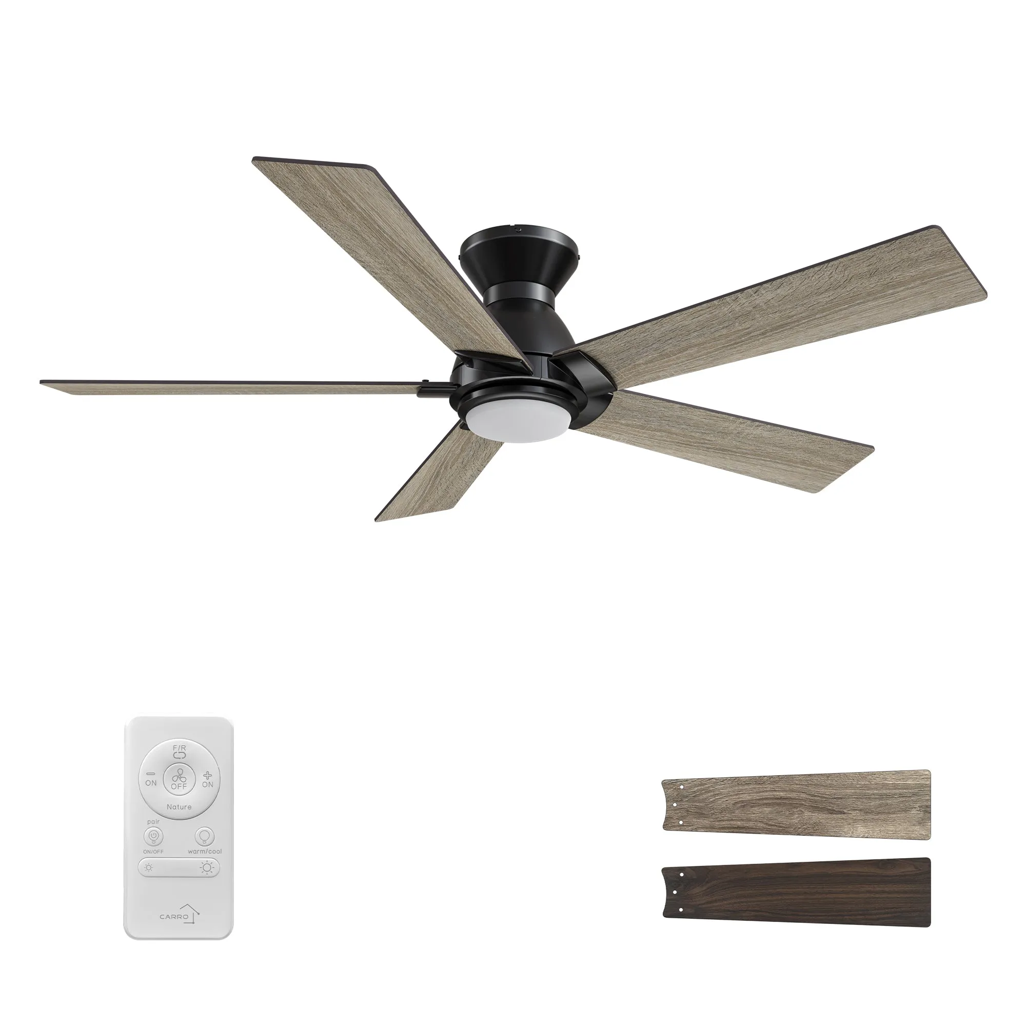 Armoy Low Profile Ceiling Fan with LED Light and Remote 52 inch