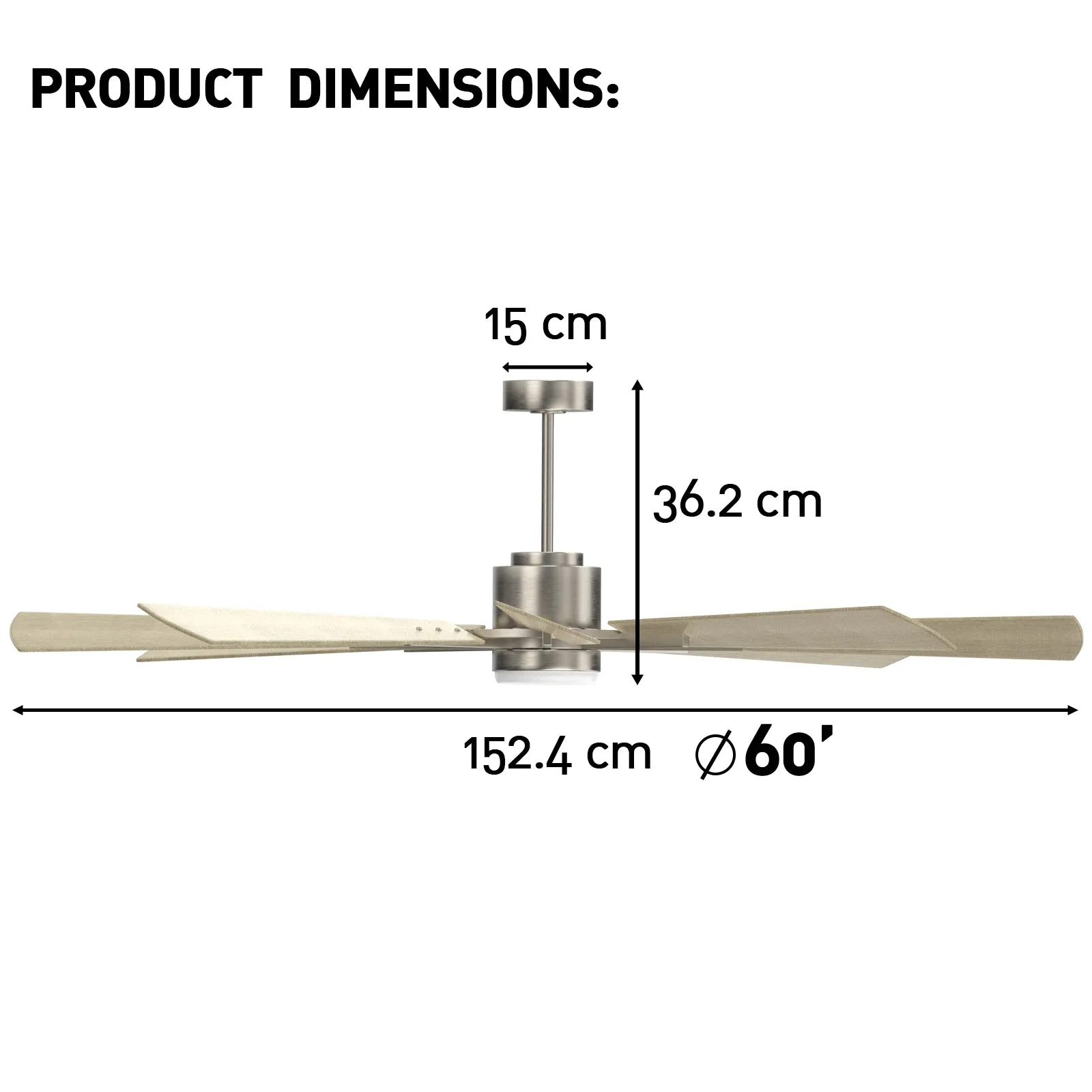 Auckland 60" 8 Blades Wood Hand-Painted with Remote Control and LED Light Kit Tri-Color