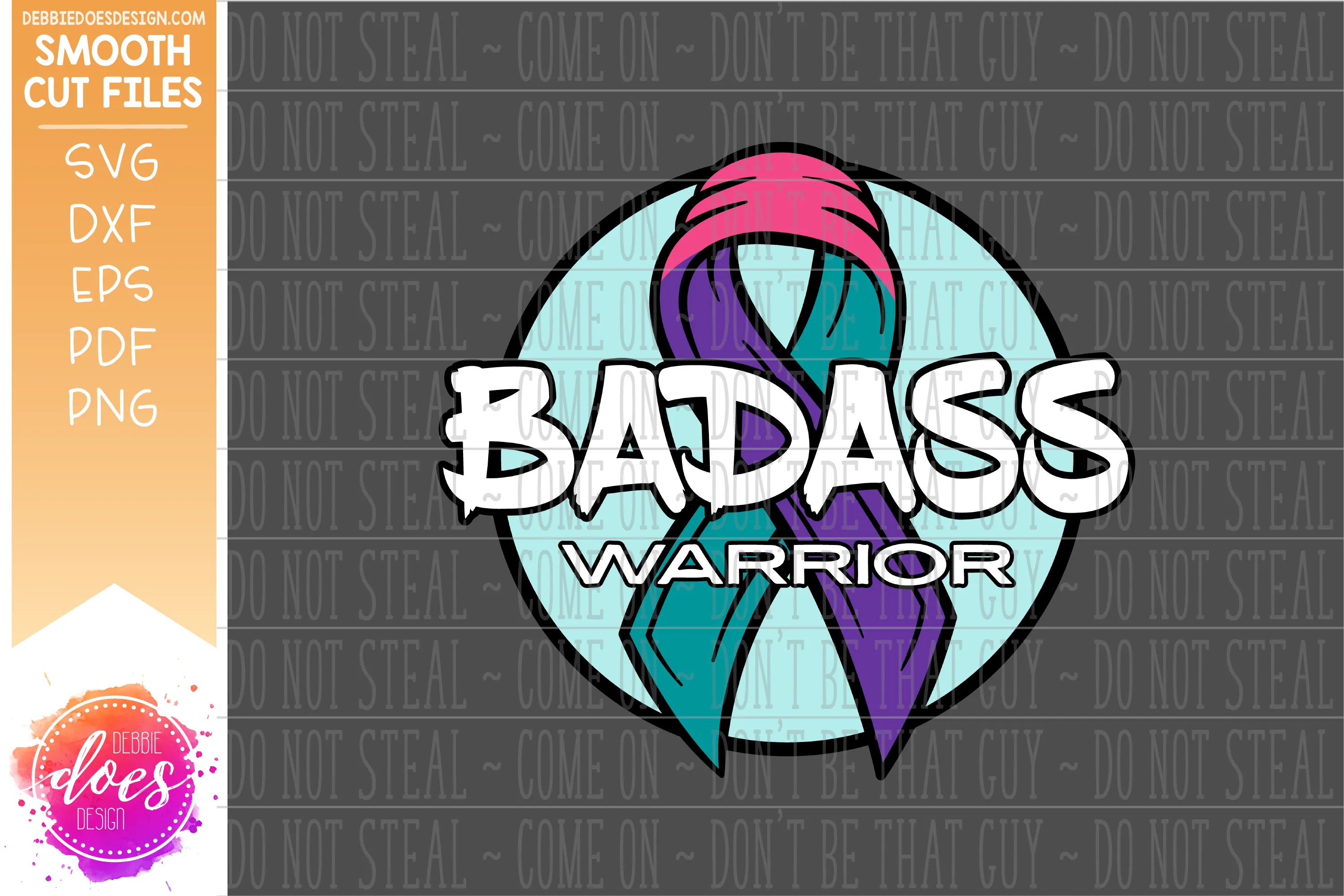 Badass Warrior Awareness Ribbon  - 3 Color - SVG File