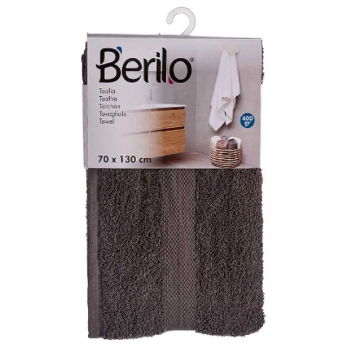 Bath towel Grey 70 x 130 cm (3 Units) * Toalla de baño Gris 70 x 130 cm (3 Unidades)