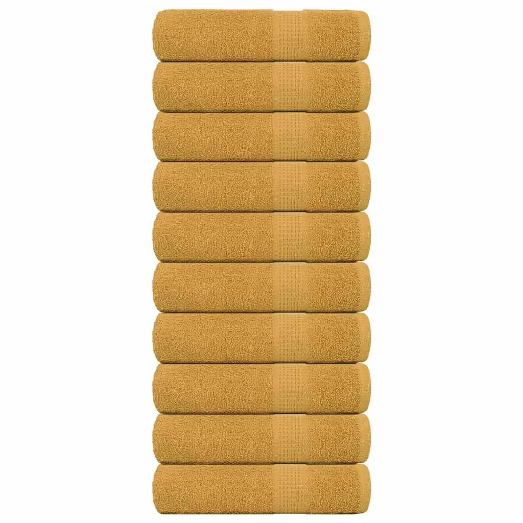 Bath Towels 10 pcs Gold 100x150 cm 360 gsm 100% Cotton