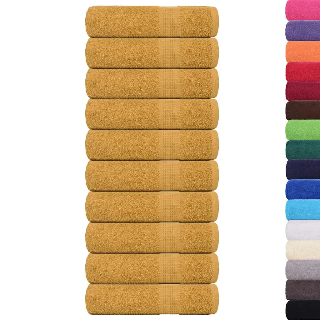 Bath Towels 10 pcs Gold 100x150 cm 360 gsm 100% Cotton