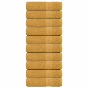 Bath Towels 10 pcs Gold 100x150 cm 360 gsm 100% Cotton