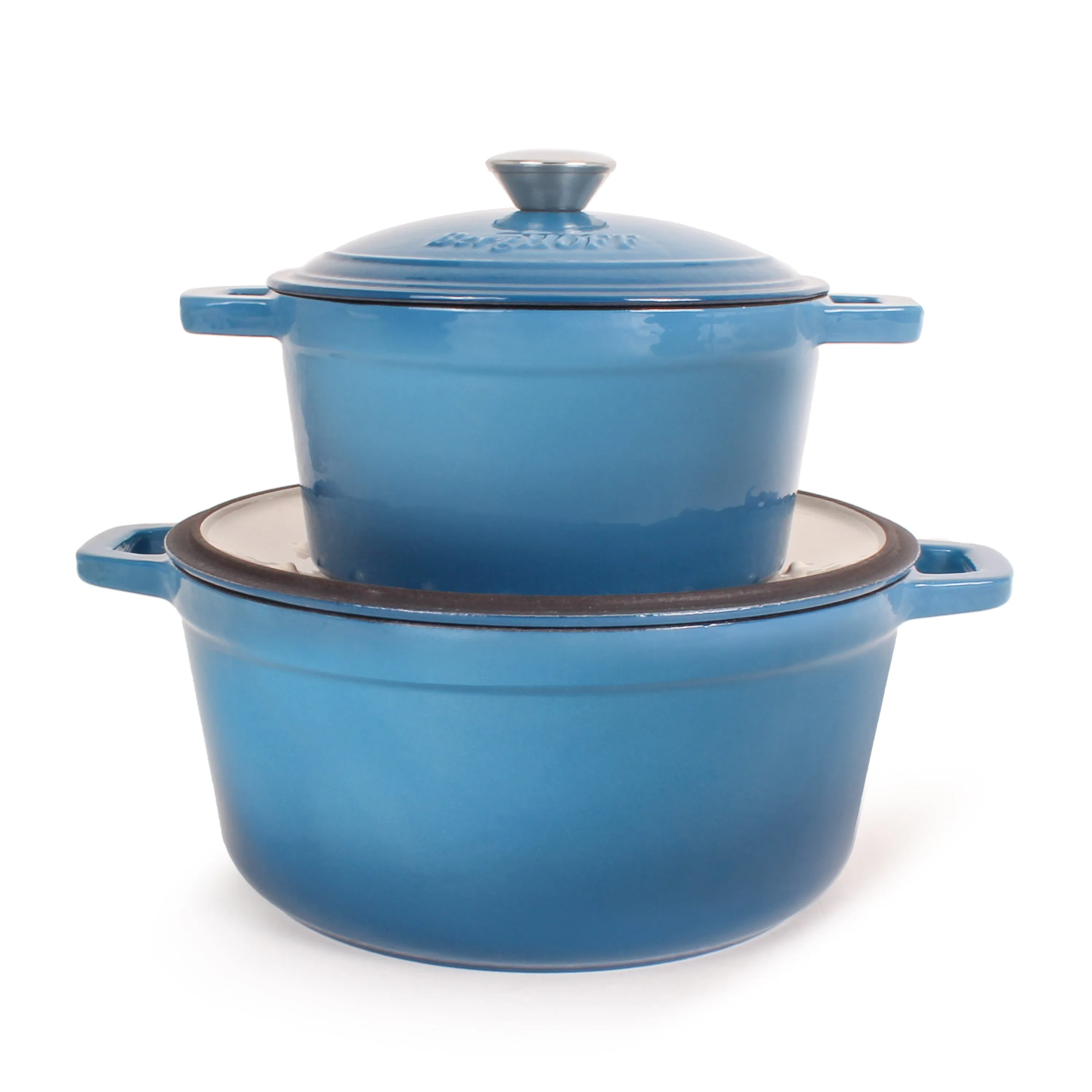 BergHOFF Neo 4pc Cast Iron Cookware Set, 3qt. & 7qt., Blue