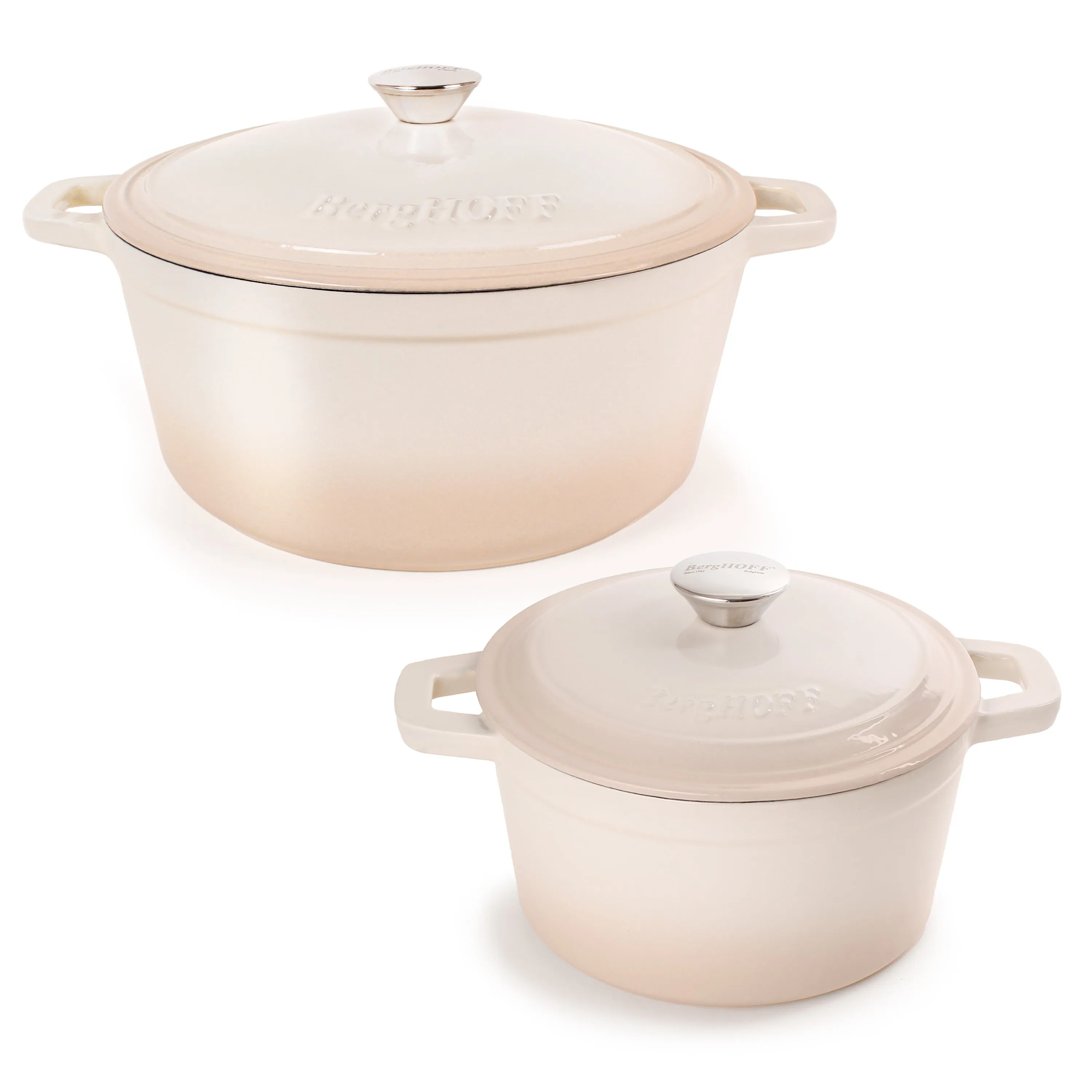 BergHOFF Neo 4pc Cast Iron Cookware Set, 3qt. & 7qt., Meringue