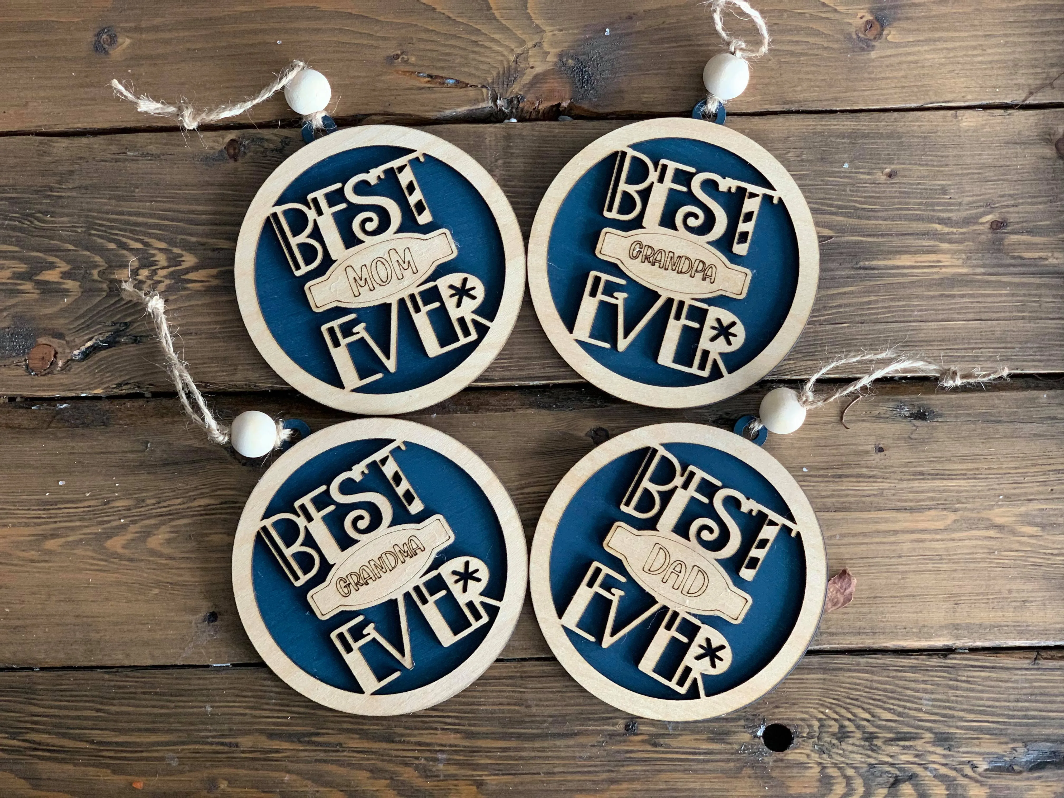 BEST EVER Ornament SVG File Laser Ready MOM PAPA TEACHER MIMI DAD COACH and more