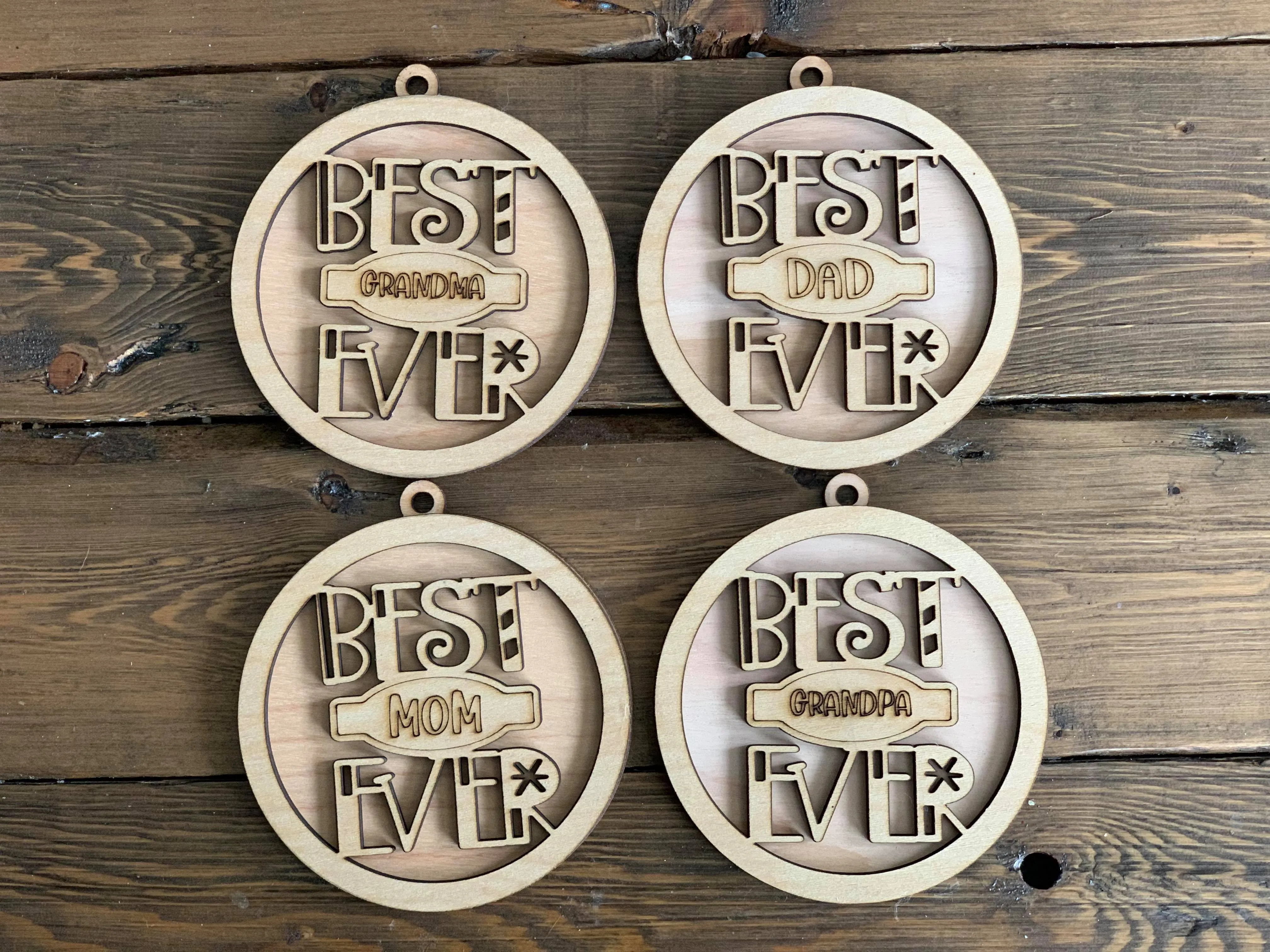 BEST EVER Ornament SVG File Laser Ready MOM PAPA TEACHER MIMI DAD COACH and more