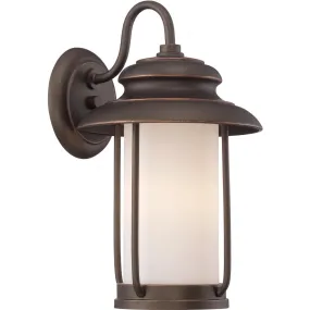 Bethany - LED Small Wall Lantern with Satin White Glass - Mahogany Bronze Finish