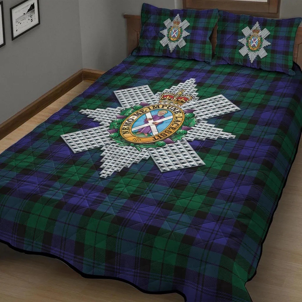 Black Watch Modern Tartan Quilt Bed Set with Family Crest