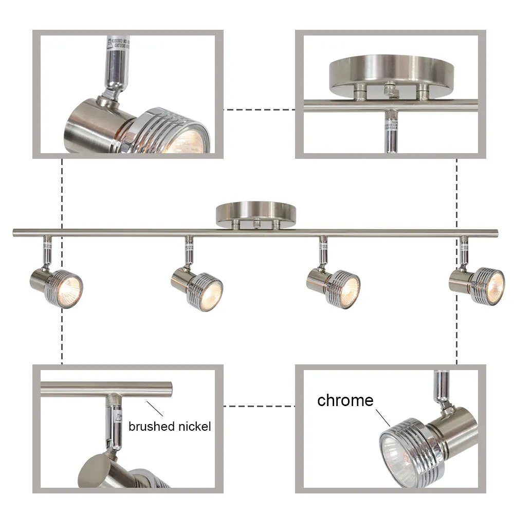 BONLICHT 4 Lights Track Lighting Ceiling Brushed Nickel 50W GU10 Base Bulbs Included