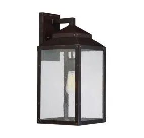 Brennan 1-Light Outdoor Wall Lantern in English Bronze with Gold