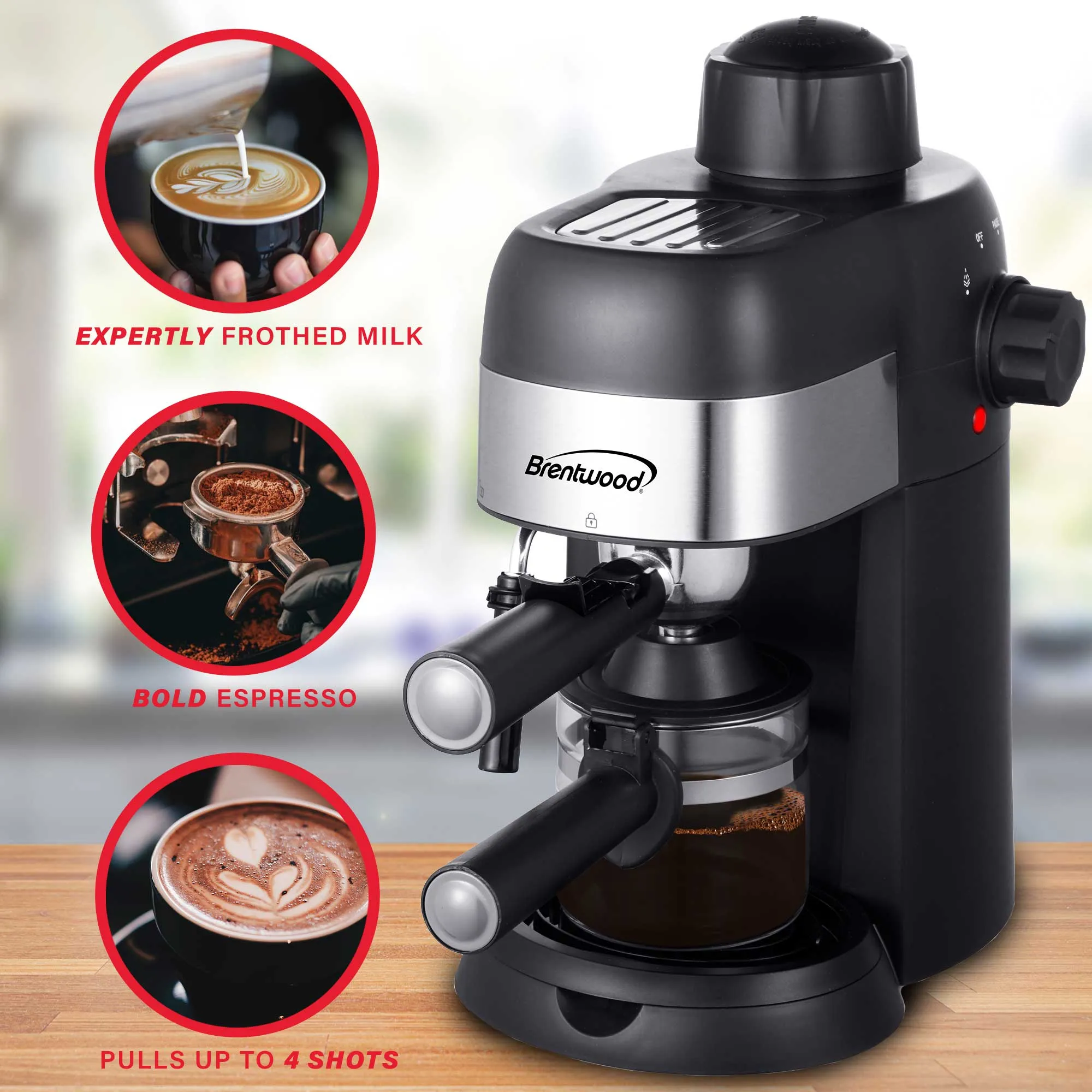 Brentwood GA-134BK Espresso and Cappuccino Maker, Black