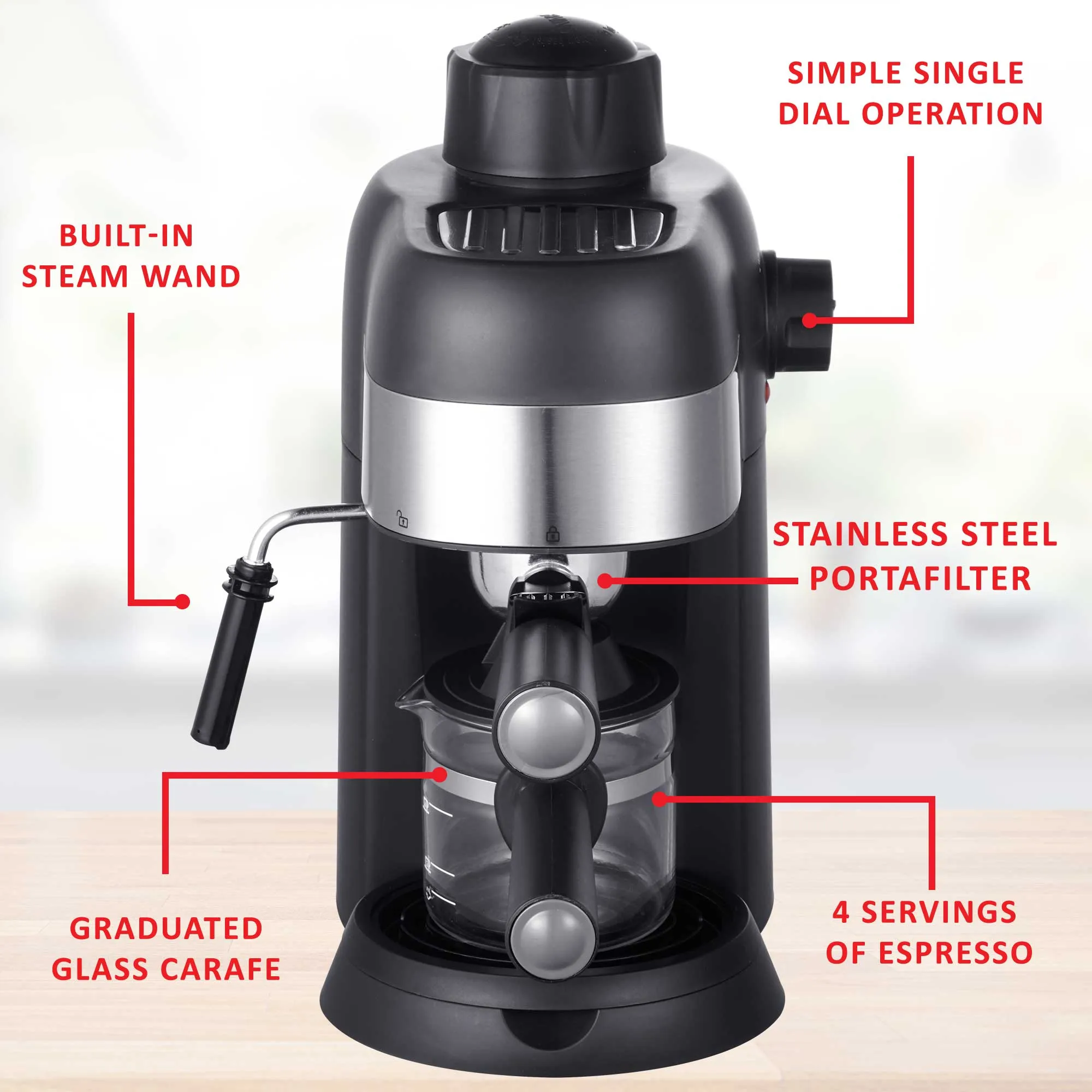 Brentwood GA-134BK Espresso and Cappuccino Maker, Black