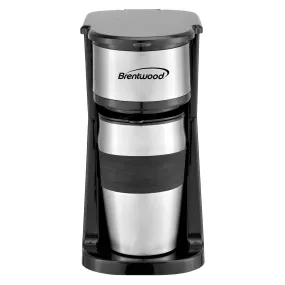 Brentwood TS-113BK Portable Single Serve Coffee Maker with 14-Ounce Travel Mug, Black